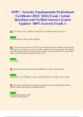 SFPC: Security Fundamentals Professional Certificate (2023/ 2024) Exam | Actual Questions and Verified Answers (Latest Update)- 100% Correct| Grade A