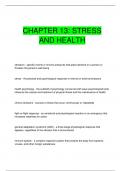 CHAPTER 13: STRESS  AND HEALTH