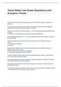 Texas State Law Exam Questions and Answers- Finals&period;
