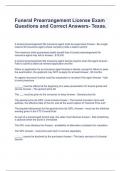  Funeral Prearrangement License Exam Questions and Correct Answers- Texas&period;