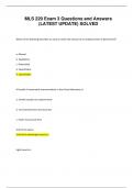 MLS 220 Exam 3 Questions and Answers (CHEM ANALYTICAL)