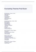 Counseling Theories Final Exam Questions with correct Answers