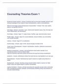 Counseling Theories Exam 1 Questions with correct Answers