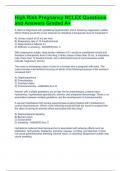 High Risk Pregnancy NCLEX Questions and Answers Graded A&plus;