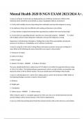 MENTAL HEALTH EXAM QUESTIONS AND ANSWERS 2024&sol;2025&comma; Mental Health CMS Exam 2024&sol;2025 &lpar;100 out of 100&rpar; Questions and Answers &lpar;Latest Update&rpar;&comma; Mental Health Exam 2 QUESTIONS AND ANSWERS 2024&sol;2025 A&plus; Grade & Mental Health 2020 B NGN EXAM 2023&sol;2024 A&plus;&period;