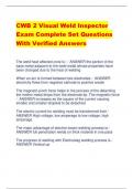 CWB 2 Visual Weld Inspector  Exam Complete Set Questions  With Verified Answers
