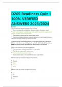 D265 Readiness Quiz 1 100% VERIFIED  ANSWERS 2023/2024