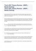 Tina's IDC Theory Review - (RDP) - Needs Sorting question n answers graded A+ 2023/2024
