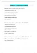 Alberta Learners Licence &vert; Questions with 100&percnt; Correct Answers &vert; Latest Update 2024 &vert; Verified