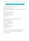 Alberta Learner's License Prep Kit &vert; Questions with 100&percnt; Correct Answers &vert; Latest Update 2024 &vert; Verified