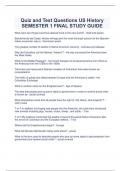  Quiz and Test Questions US History SEMESTER 1 FINAL STUDY GUIDE