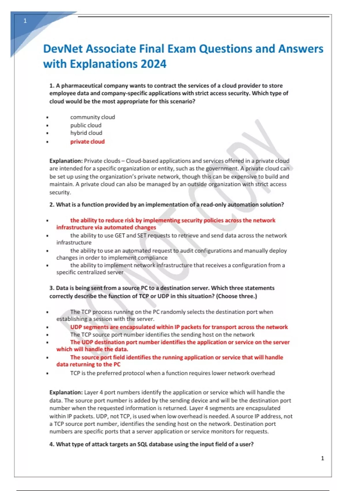 Devnet Study Guide Pdf DevNet Associate Final Exam Questions and Answers with Explanations ...