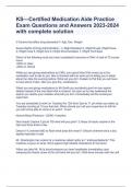 KS&mdash;Certified Medication Aide Practice Exam Questions and Answers 2023-2024 with complete solution
