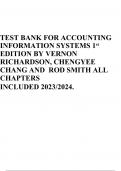 TEST BANK FOR ACCOUNTING INFORMATION SYSTEMS 1st  EDITION BY VERNON RICHARDSON, CHENGYEE CHANG AND ROD SMITH ALL CHAPTERS INCLUDED 2023/2024.