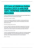 BEST ANSWERS ATI Care of Children Online Practice 2019 A with NGN 100&percnt; VERIFIED ANSWERS  2023&sol;2024
