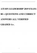 ATI RN LEADERSHIP 2019 EXAM / 80 + QUESTIONS AND CORRECT ANSWERS