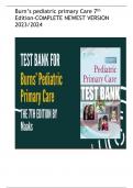 BURN'S PEDIATRIC PRIMARY CARE 7TH EDITION UPDATED TEST BANK- 2023/2024