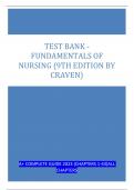  TEST BANK - FUNDAMENTALS OF NURSING (9TH EDITION BY CRAVEN) A+ COMPLETE GUIDE 2023 (CHAPTERS 1-43)ALL CHAPTERS FULLY COVERED