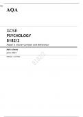 AQA GCSE PSYCHOLOGY Paper 2 8182/2 Mark scheme June 2023-Social Context and Behaviour