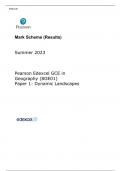 Pearson Edexcel GCE in Geography (8GE01) Paper 1 MARK SCHEME (Results)Summer 2023: Dynamic Landscapes