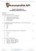Grade 8 Mathematics (MATH) November Paper 2 and Memo - 2023