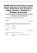 NURS 6501N Final Exam Actual Exam Questions and Answers | Latest Version | Graded A+ | (Walden University)