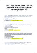 SFPC Test Actual Exam | All 100 Questions and Answers | Latest Edition | Graded A+