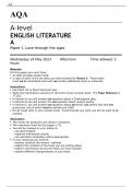 AQA A-level ENGLISH LITERATURE A Paper 1	JUNE 2023 QUESTION PAPER: Love through the ages
