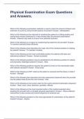 Physical Examination Exam Questions and Answers&period;