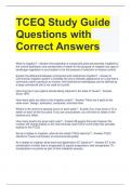 TCEQ Study Guide Questions with Correct Answers 