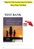 TEST BANK For Maternal-Child Nursing Care with The Women’s Health Companion Optimizing Outcomes for Mothers, Children, and Families, 2nd Edition, Susan L. Ward, Shelton M. Hisley | Verified Chapter's 1 - 49 | Complete