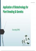 Application	of	Biotechnology	for	 Plant	Breeding	&	Genetics