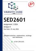 SED2601 Assignment 3 (ANSWERS) 2024 - DISTINCTION GUARANTEED.
