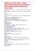 SCRN Exam Review &lpar; Stroke Syndromes&rpar; Questions and Answers 2023 Already Passed Satisfaction Guaranteed
