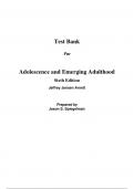Adolescence and Emerging Adulthood A Cultural Approach, 6e Jeffery Jensen Arnett (Test Bank All Chapters, 100% Original Verified, A+ Grade)