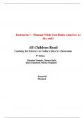All Children Read Teaching for Literacy in Today's Diverse Classrooms, 5e Charles Temple, Donna Ogle, Alan Crawford (IM with Test Bank, All Chapters. 100% Original Verified, A+ Grade)
