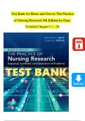 TEST BANK For Burns and Groves The Practice of Nursing Research 9th Edition by Jennifer R. Gray, Susan K. Grove, All Chapters 1 - 19, Complete Newest Version