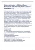Maternal Newborn OB Final Exam Questions and answers &vert; Actual solution &vert; latest 2023&sol;24
