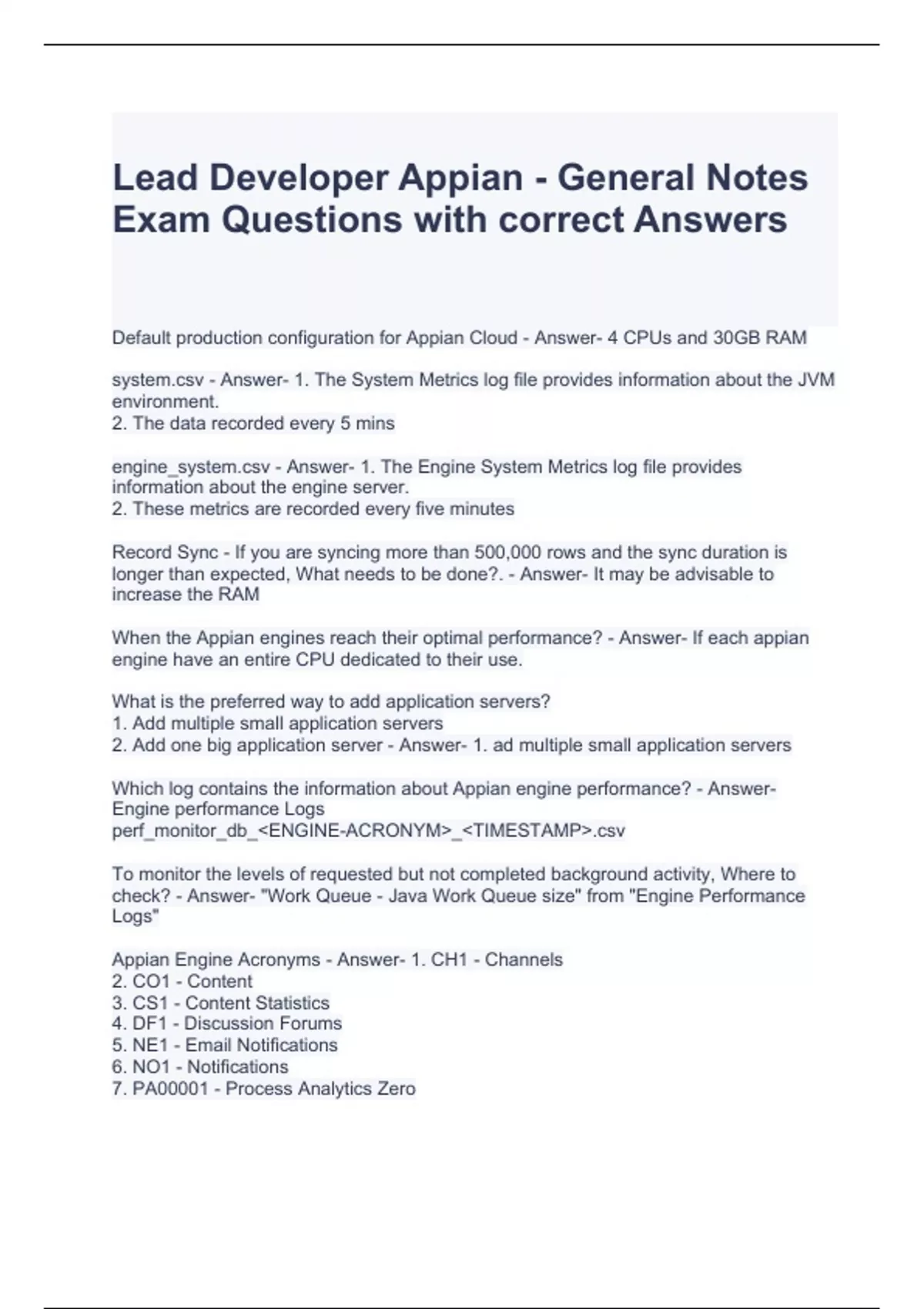 Lead Developer Appian - General Notes Exam Questions with correct ...