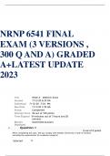 NRNP 6541 FINAL EXAM (3 VERSIONS , 300 Q AND A) GRADED A+LATEST UPDATE 2023