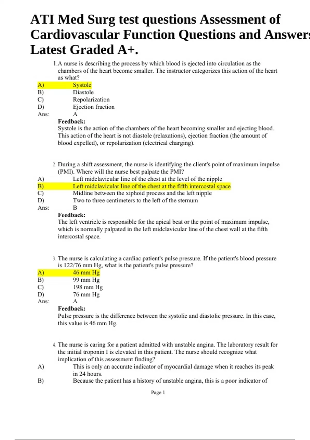 ATI Med Surg Proctored Exam Form A | 100 Questions and Correct Answers ...