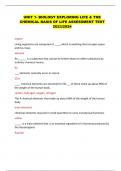 UNIT 1- BIOLOGY EXPLORING LIFE & THE CHEMICAL BASIS OF LIFE ASSESSMENT TEST 2023&sol;2024