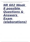 NR 602 Week 8 possible Questions & Answers