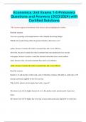 Economics Unit Exams 1-5 Primavera Questions and Answers (2023/2024) with Certified Solutions