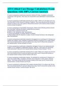 ATI Critical Care Dosage Calculations Exam Questions with 100&percnt; Correct Answers