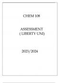 CHEM 108 ASSESSMENT ( LIBERTY UNI ) 20232024