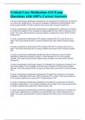 Critical Care Medication ATI Exam Questions with 100&percnt; Correct Answers 