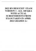 2022 RN HESI EXIT EXAM  VERSION 1 &ndash;ALL 160 Q&A  WITH ACTUAL  SCREENSHOOTS FROM  EXAM TAKEN IN APRIL  2022 GRADED A&plus;