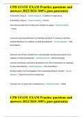 CPD STATE EXAM Practice questions and answers 2023&sol;2024 100&percnt; pass guarantee