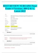 BEST REVIEW NURS 6501 Final  Exam (4 Versions, 400 Q & A,  Latest-2023